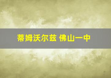 蒂姆沃尔兹 佛山一中